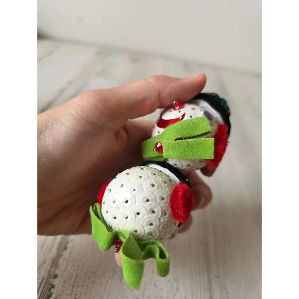 Vintage sequins snowman ornament beaded Xmas tree